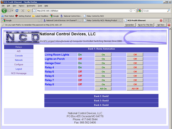 Ethernet Relay With Imbedded Web Page Access