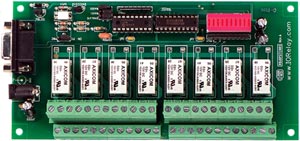 8-Channel 1-Amp DPDT Relay Controller with RS-232 and Relay Interface
