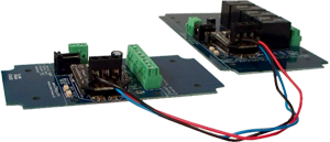 Connect the two boards up to 1000' feet with RJ11 Cable