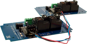 Connect the two boards up to 1000' feet with RJ11 Cable