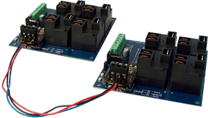 Connect the two boards up to 1000' feet with RJ11 Cable