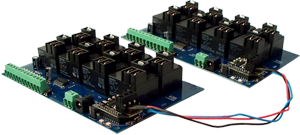 Connect the two boards up to 1000' feet with RJ11 Cable