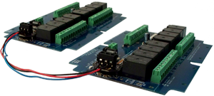 Connect the two boards up to 1000' feet with RJ11 Cable